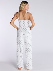 Boux Avenue Mono Bow Rib White Cami & Pant Pyjamas Set - صورة 2 من 5