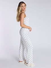 Boux Avenue Mono Bow Rib White Cami & Pant Pyjamas Set - صورة 3 من 5