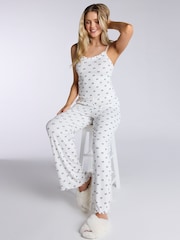 Boux Avenue Mono Bow Rib White Cami & Pant Pyjamas Set - صورة 4 من 5