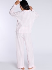 وردي - Boux Avenue Pink Seersucker Stripe Long 100% Cotton Pyjamas Set - صورة 3 من 5