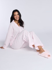 وردي - Boux Avenue Pink Seersucker Stripe Long 100% Cotton Pyjamas Set - صورة 4 من 5
