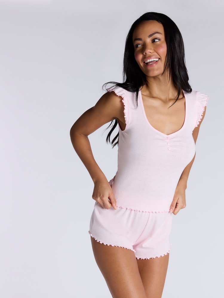 Boux Avenue Pointelle Frill Short Pyjamas Set - Image 1 of 5