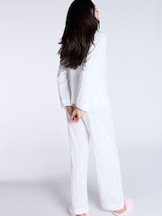 أبيض - Boux Avenue Pink Stripe Cotton Long Pyjamas Set - صورة 3 من 5