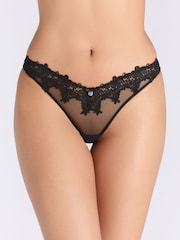 Boux Avenue Alyssa Floral Embroidered Black Briefs - Image 1 of 2