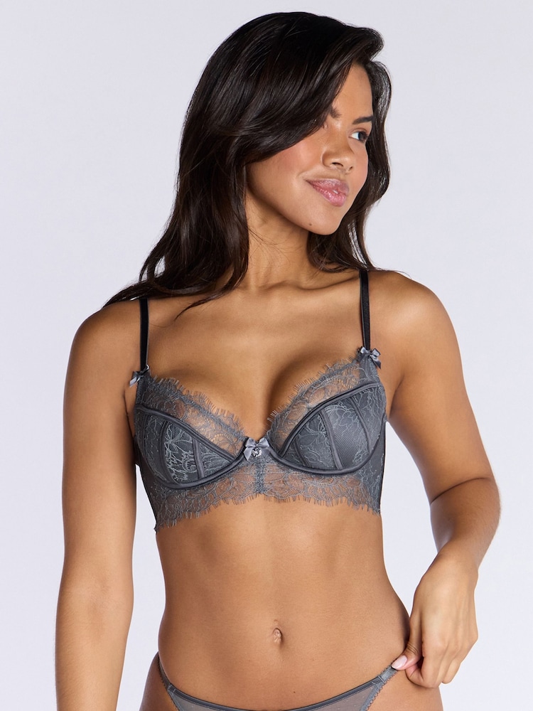 Boux Avenue Grey Hailey Lace Longline Bra - Image 1 of 2