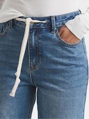 Simply Be Blue Wide Fit Tie Front Wide Leg Jeans - Image 4 of 4