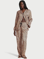 Victoria's Secret Leopard Nude Satin Long Pyjamas Set - Image 1 of 4