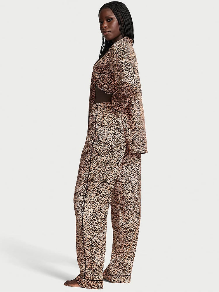 Victoria's Secret Leopard Nude Satin Long Pyjamas Set - Image 2 of 4 Victoria's Secret Leopard Nude Satin Long Pyjamas Set - Image 2 of 4