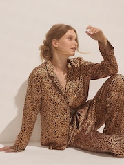Victoria's Secret Leopard Nude Satin Long Pyjamas Set - Image 3 of 4