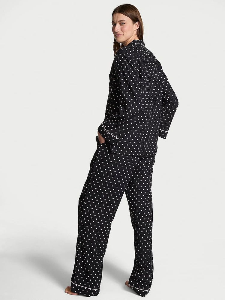 Victoria's Secret Black/Pretty Blossom Dot Flannel Long Pyjamas Set - Image 2 of 3 Victoria's Secret Black/Pretty Blossom Dot Flannel Long Pyjamas Set - Image 2 of 3
