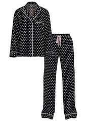 Victoria's Secret Black/Pretty Blossom Dot Flannel Long Pyjamas Set - Image 3 of 3