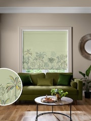 Sara Miller Soft Olive Green Palm Garden Border Made to Measure Roman Blind - Image 1 of 6