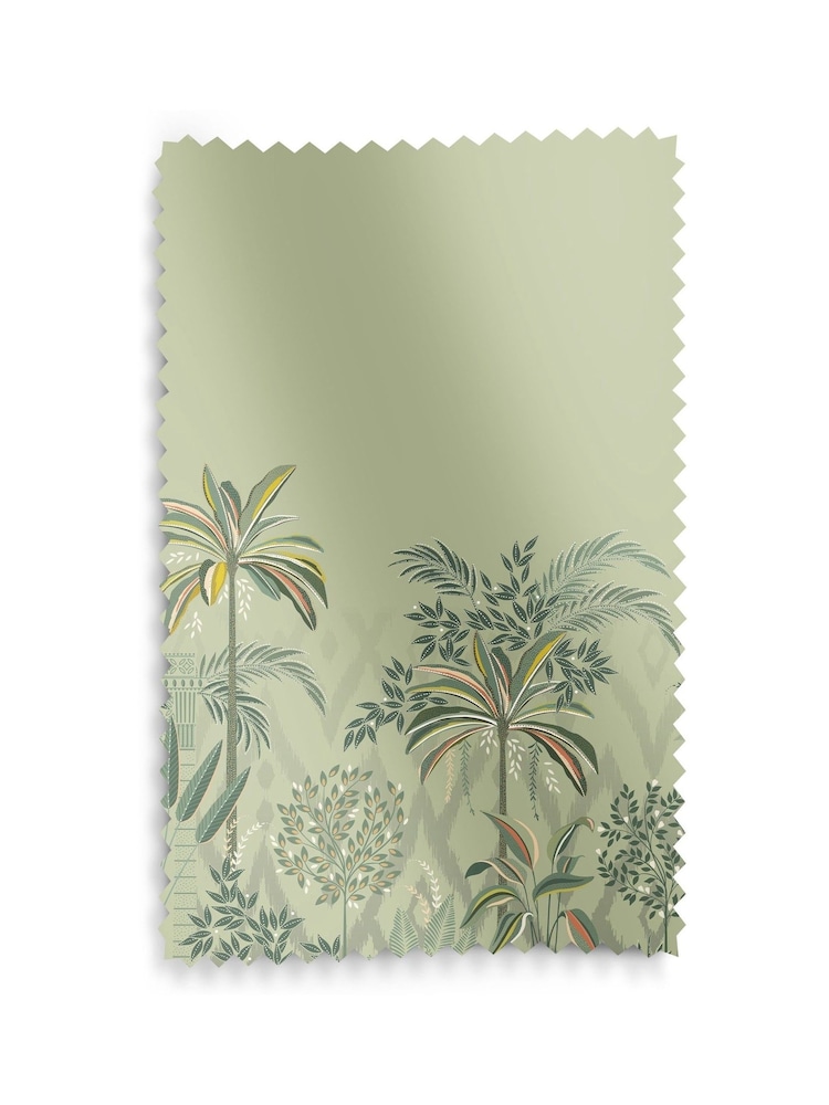 Sara Miller Soft Olive Green Palm Garden Border Made to Measure Roman Blind - Image 6 of 6