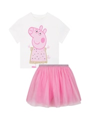 Character Pink Peppa Pig Glitter 100% Cotton Top And Skirt Set - Image 1 of 6