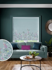 Sara Miller Dusky Blue Botanic Paradise Border Made to Measure Roman Blind - Image 1 of 6