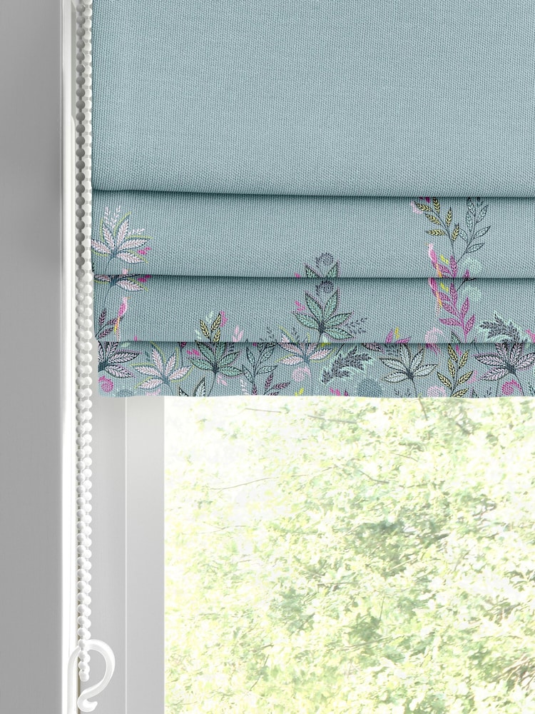 Sara Miller Dusky Blue Botanic Paradise Border Made to Measure Roman Blind - Image 2 of 6