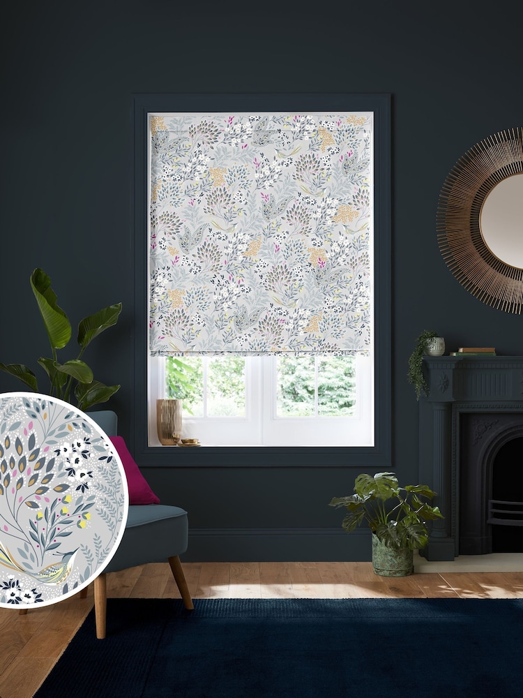 Sara Miller Soft Grey Songbird Made to Measure Roman Blind - Image 1 of 6