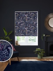 Sara Miller Midnight Blue Faux Silk Leopard Made to Measure Roman Blind - Image 1 of 6