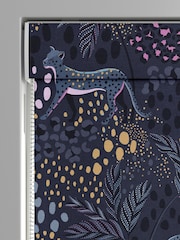 Sara Miller Midnight Blue Faux Silk Leopard Made to Measure Roman Blind - Image 3 of 6