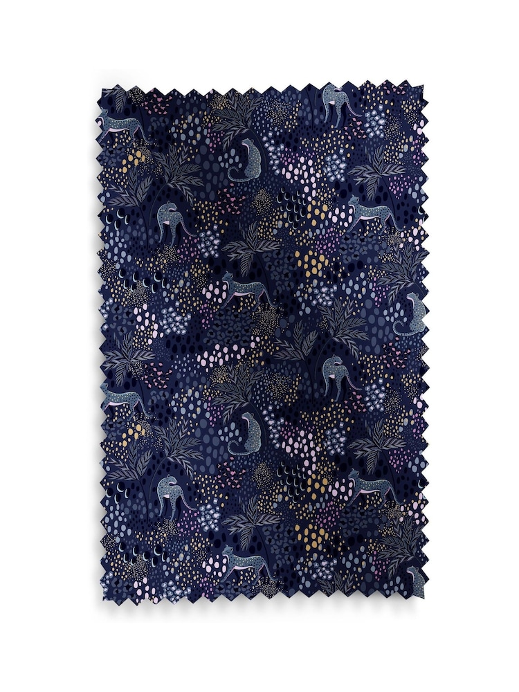 Sara Miller Midnight Blue Faux Silk Leopard Made to Measure Roman Blind - Image 6 of 6