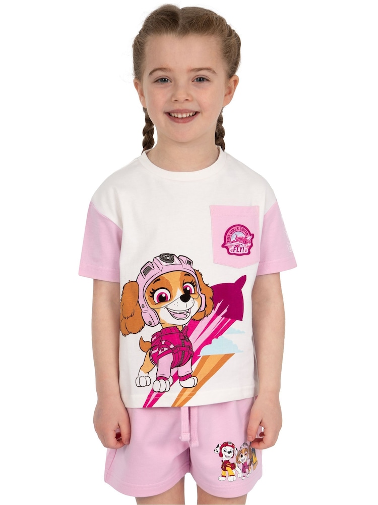 Character Pink PAW Patrol Skye 100% Cotton T-Shirt And Shorts Set - Image 1 of 12