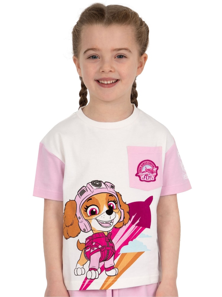 Character Pink PAW Patrol Skye 100% Cotton T-Shirt And Shorts Set - Image 2 of 12
