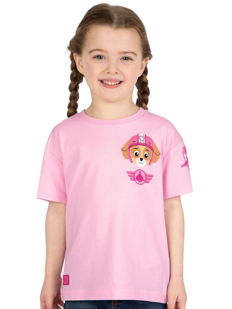 Character Pink PAW Patrol Skye Air Crew 100% Cotton T-Shirt - Image 1 of 12