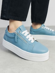 Moda In Pelle Abbiy Chunky Slab Sole Side Zip Lace Up Trainers - Image 1 of 4