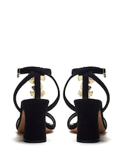 Moda in Pelle Silver Neillia Metal Floral Print Trim Block Heel Comfort Sandals - Image 3 of 4