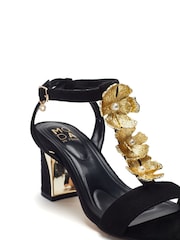 Moda in Pelle Silver Neillia Metal Floral Print Trim Block Heel Comfort Sandals - Image 4 of 4