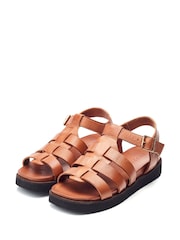Moda in Pelle Shipshape Square Toe Leather Gladiator Sandals - Image 2 of 4