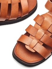 Moda in Pelle Shipshape Square Toe Leather Gladiator Sandals - Image 4 of 4