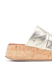 Moda in Pelle Kalimeres Low Cork Flatform Sandals With Ruche Leather Upper - Image 4 of 4