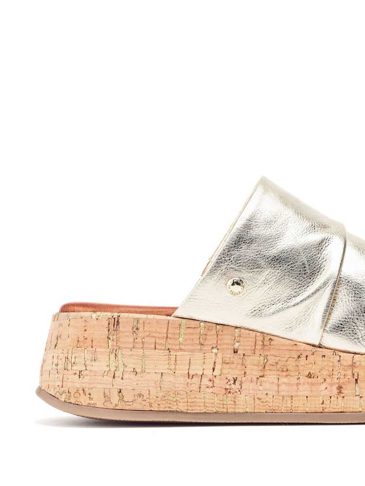 Moda in Pelle Kalimeres Low Cork Flatform Sandals With Ruche Leather Upper - Image 4 of 4