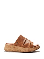 Moda in Pelle Kalimeres Low Cork Flatform Sandals With Ruche Leather Upper - Image 1 of 4