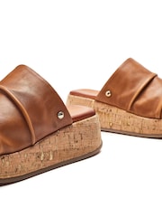 Moda in Pelle Kalimeres Low Cork Flatform Sandals With Ruche Leather Upper - Image 4 of 4