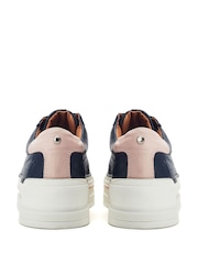 Moda in Pelle Blush Woven Side Panel Detail Chunky Lace Up Leather Trainers - Image 4 of 4
