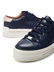 Azul - Moda in Pelle Blush Woven Side Panel Detail Chunky Lace Up Leather Trainers - Imagen 5 de 5