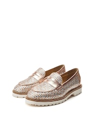 Moda in Pelle Gold Eunice Woven Leather Casual Loafers - Image 2 of 4