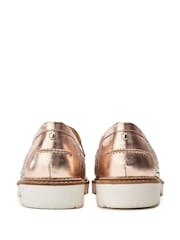 Moda in Pelle Gold Eunice Woven Leather Casual Loafers - Image 3 of 4