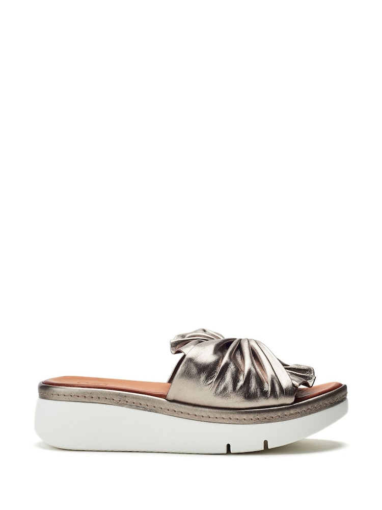 Moda in Pelle Ollin Twist Upper Sporty Low Wedge Leather Sliders - Image 1 of 4