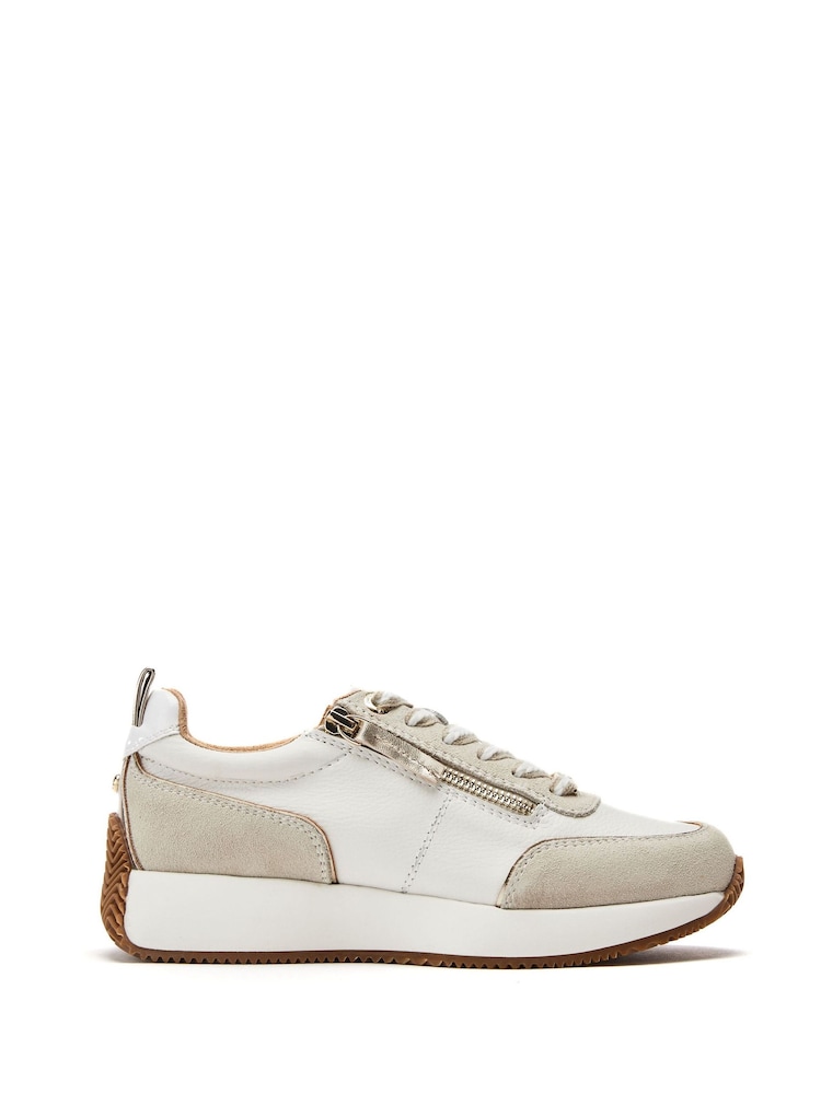 Moda in Pelle Delphinea Chunky Lace Up Leather Runner White Trainers - Image 1 of 4
