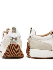 Moda in Pelle Delphinea Chunky Lace Up Leather Runner White Trainers - Image 4 of 4