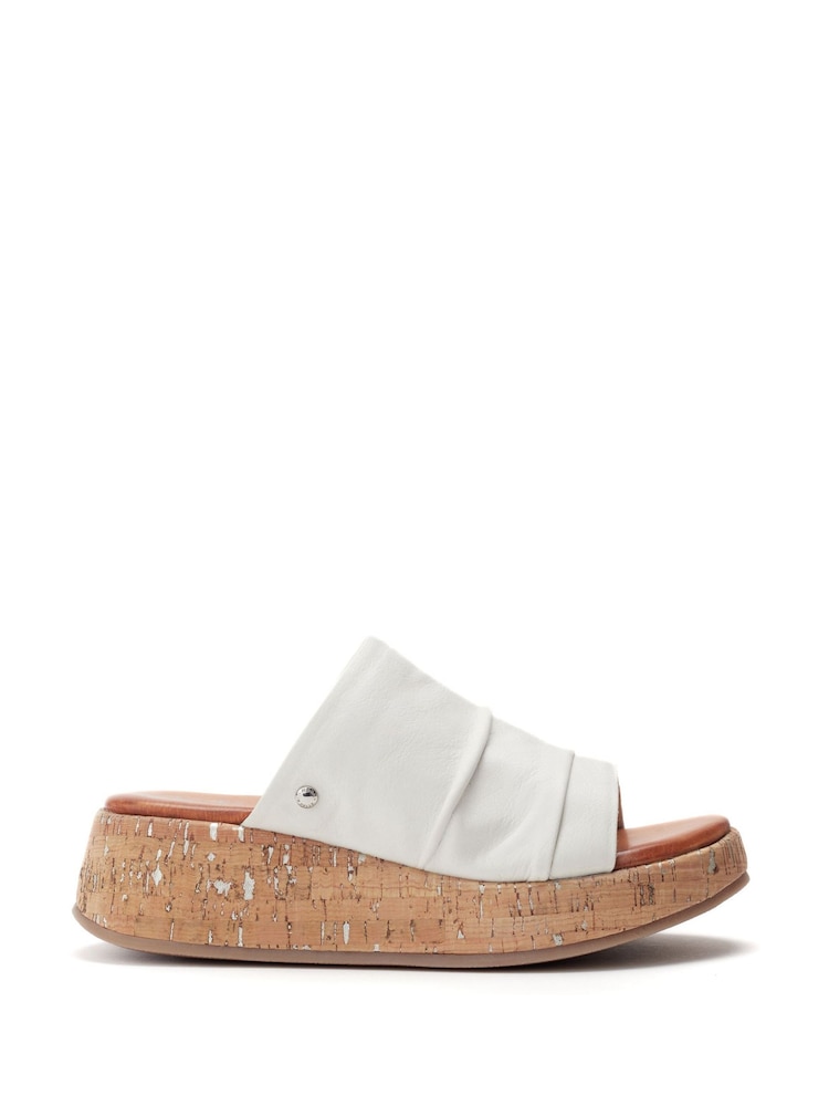 Weiß - Moda in Pelle Kalimeres Low Cork Flatform Sandals With Ruche Leather Upper - Bild 1 von 4 Weiß - Moda in Pelle Kalimeres Low Cork Flatform Sandals With Ruche Leather Upper - Bild 1 von 4