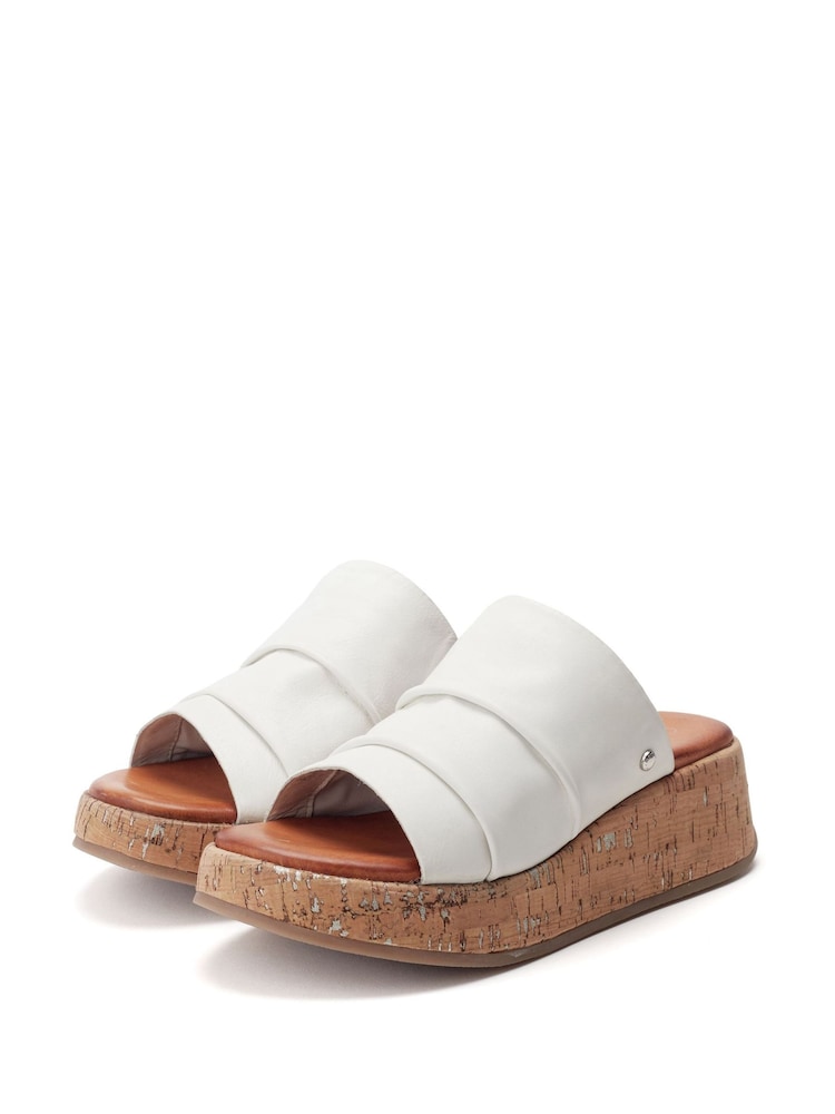 Moda in Pelle Kalimeres Low Cork Flatform Sandals With Ruche Leather Upper - Image 2 of 4
