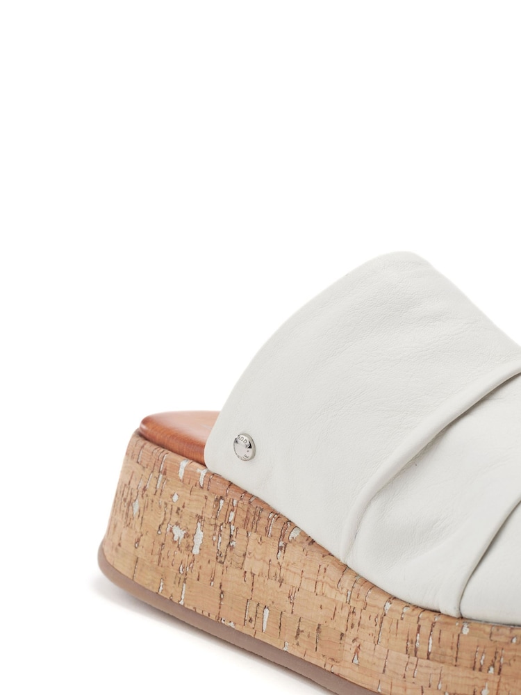 Moda in Pelle Kalimeres Low Cork Flatform Sandals With Ruche Leather Upper - Image 4 of 4