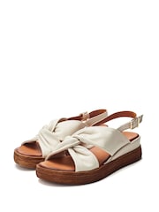 White - Moda in Pelle Kalmia Twisted Feature Leather Wedge Sandals - Image 2 of 4