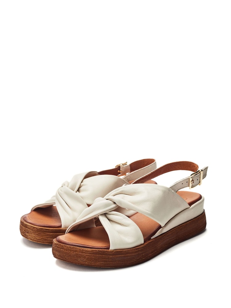 White - Moda in Pelle Kalmia Twisted Feature Leather Wedge Sandals - Image 2 of 4