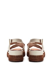 White - Moda in Pelle Kalmia Twisted Feature Leather Wedge Sandals - Image 3 of 4