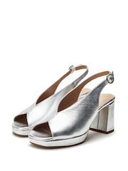 Moda in Pelle Jacinta Block Heel Leather Peep Toe Sandals - Image 2 of 4